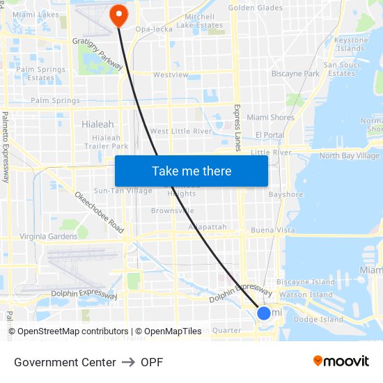 Government Center to OPF map