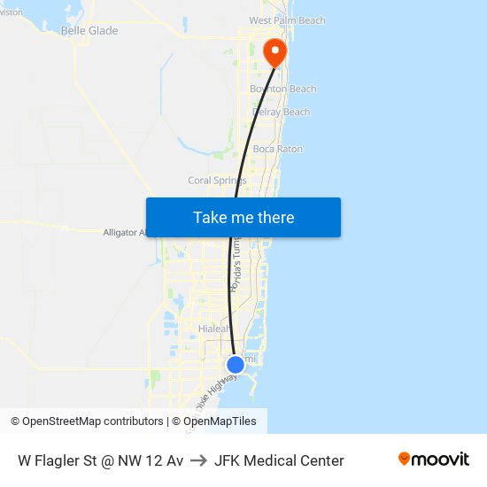 W Flagler St @ NW 12 Av to JFK Medical Center map