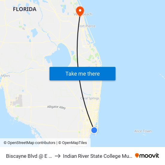 Biscayne Blvd @ E Flagler St to Indian River State College Mueller Campus map