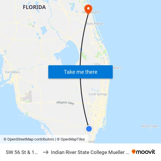 SW 56 St @ SW 152 Av to Indian River State College Mueller Campus map