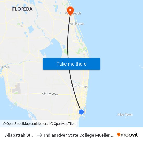 Allapattah Station to Indian River State College Mueller Campus map