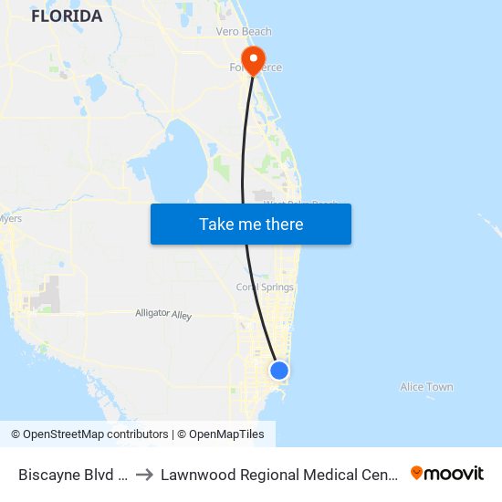 Biscayne Blvd & NE 79 St to Lawnwood Regional Medical Center And Heart Institute map