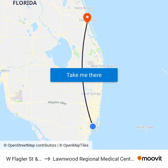 W Flagler St & NW 27 Av to Lawnwood Regional Medical Center And Heart Institute map