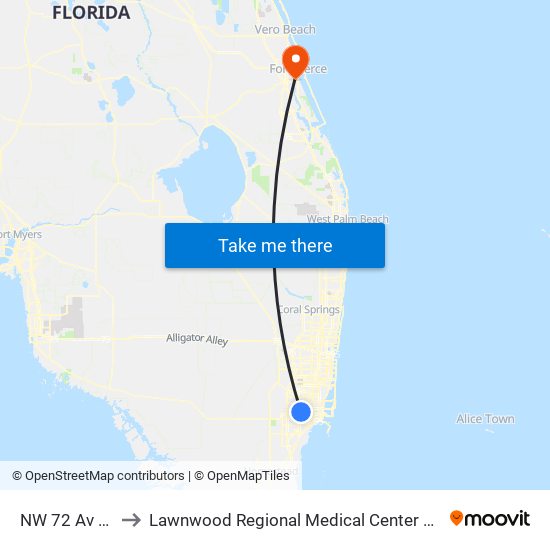 NW 72 Av & 22 St to Lawnwood Regional Medical Center And Heart Institute map