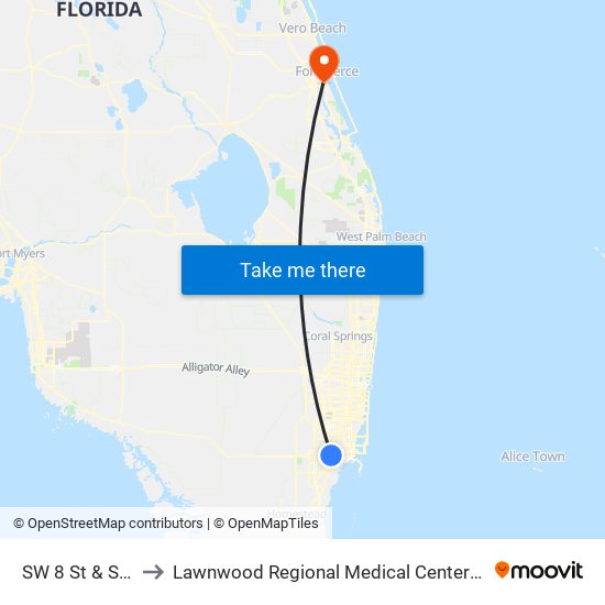 SW 8 St @ SW 67 Av to Lawnwood Regional Medical Center And Heart Institute map