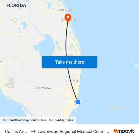 Collins Av & 94 St to Lawnwood Regional Medical Center And Heart Institute map