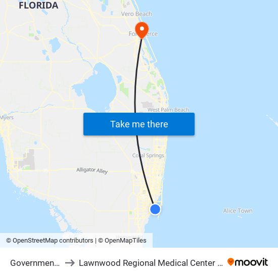 Government Center to Lawnwood Regional Medical Center And Heart Institute map