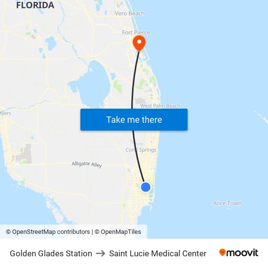 Golden Glades Station to Saint Lucie Medical Center map