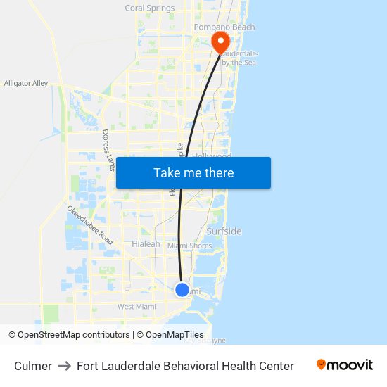 Culmer to Fort Lauderdale Behavioral Health Center map