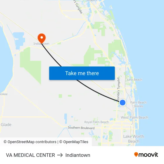 VA MEDICAL CENTER to Indiantown map
