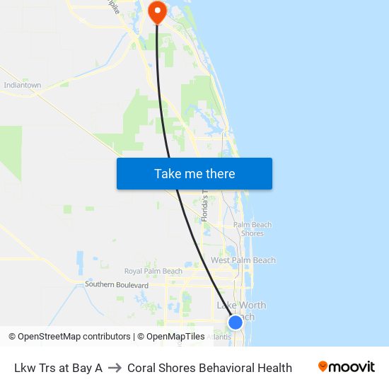 Lkw Trs at Bay A to Coral Shores Behavioral Health map