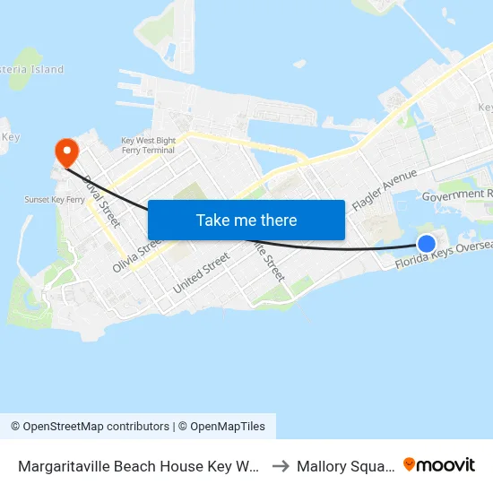 Margaritaville Beach House Key West to Mallory Square map