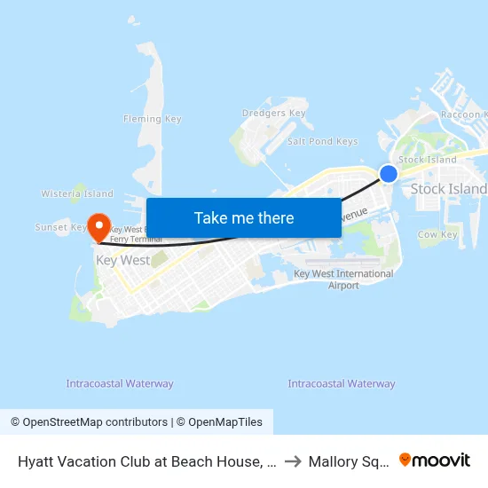 Hyatt Vacation Club at Beach House, Key West to Mallory Square map