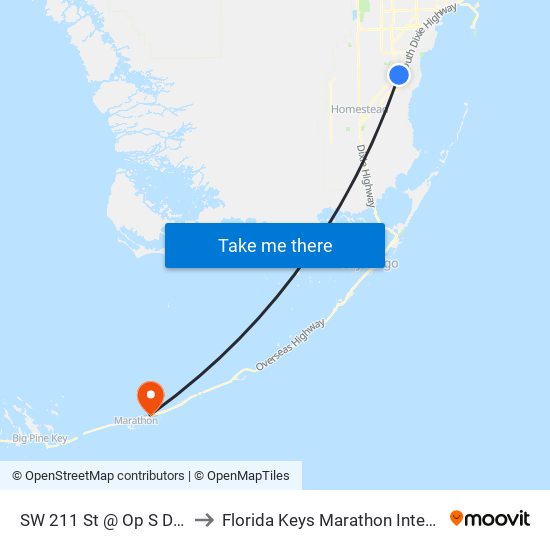 SW 211 St @ Op S Dade Govt Ctr to Florida Keys Marathon International Airport map