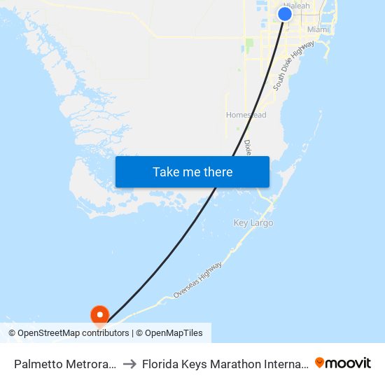 Palmetto Metrorail Station to Florida Keys Marathon International Airport map