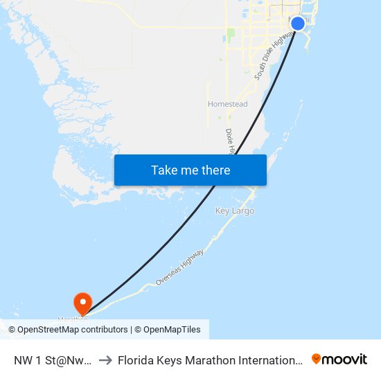 NW 1 St@Nw 1 Av to Florida Keys Marathon International Airport map