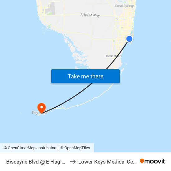 Biscayne Blvd @ E Flagler St to Lower Keys Medical Center map