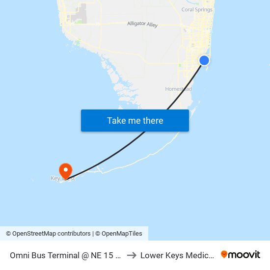 Omni Bus Terminal @ NE 15 St/Biscayne to Lower Keys Medical Center map