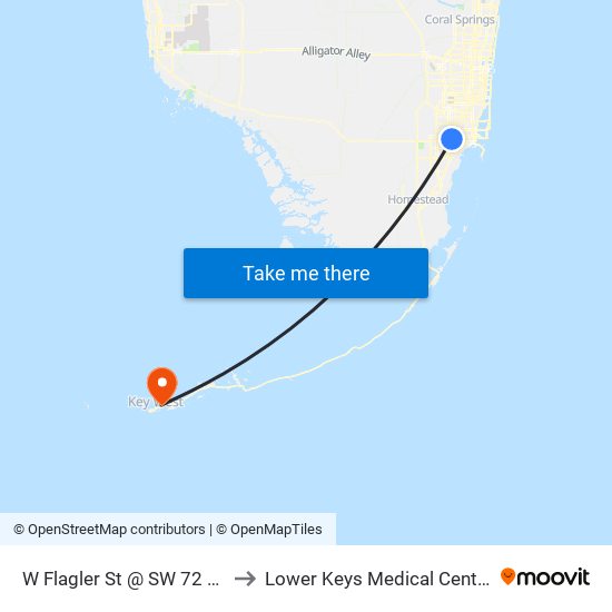 W Flagler St @ SW 72 Av to Lower Keys Medical Center map