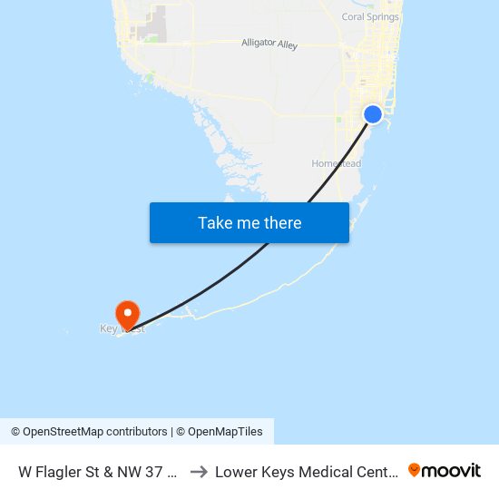 W Flagler St & NW 37 Av to Lower Keys Medical Center map