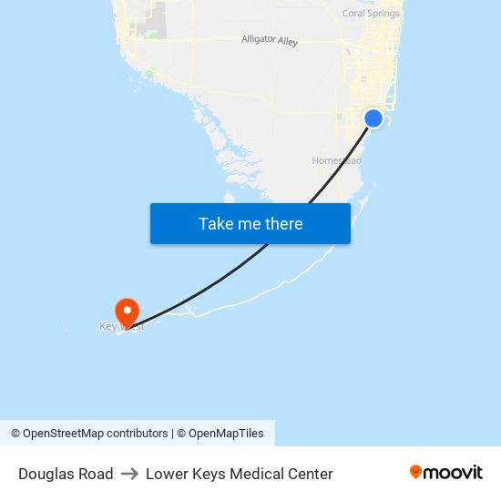 Douglas Road to Lower Keys Medical Center map