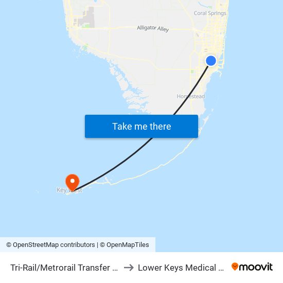 Tri-Rail/Metrorail Transfer Station to Lower Keys Medical Center map