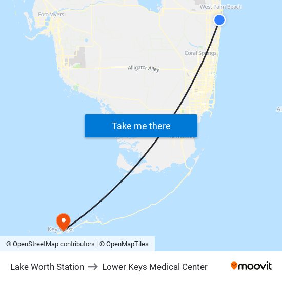 Lake Worth Station to Lower Keys Medical Center map