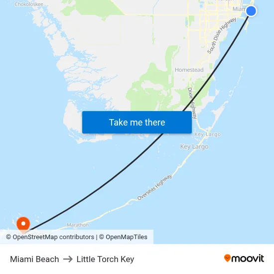 Miami Beach to Little Torch Key map