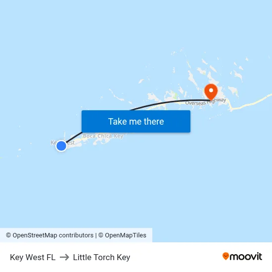 Key West FL to Little Torch Key map