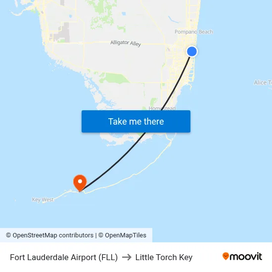 Fort Lauderdale Airport (FLL) to Little Torch Key map