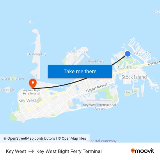 Key West to Key West Bight Ferry Terminal map