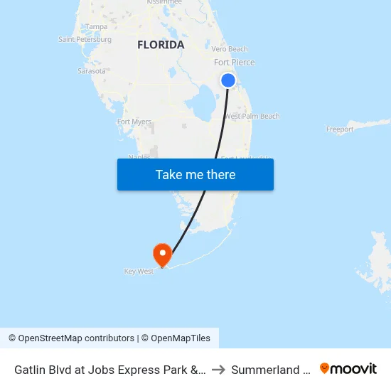 Gatlin Blvd at Jobs Express Park & Ride to Summerland Key map