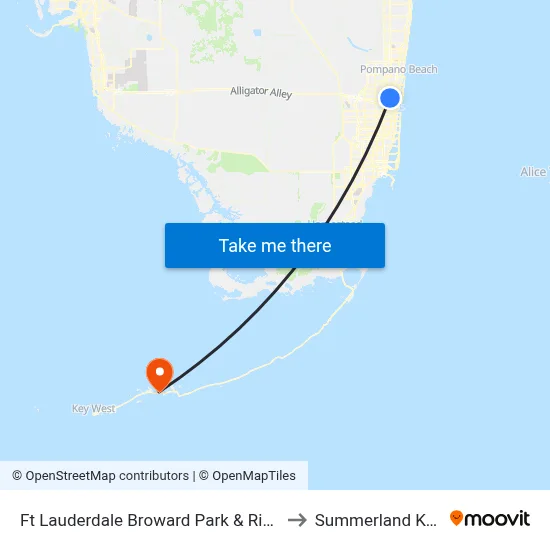 Ft Lauderdale Broward Park & Ride to Summerland Key map