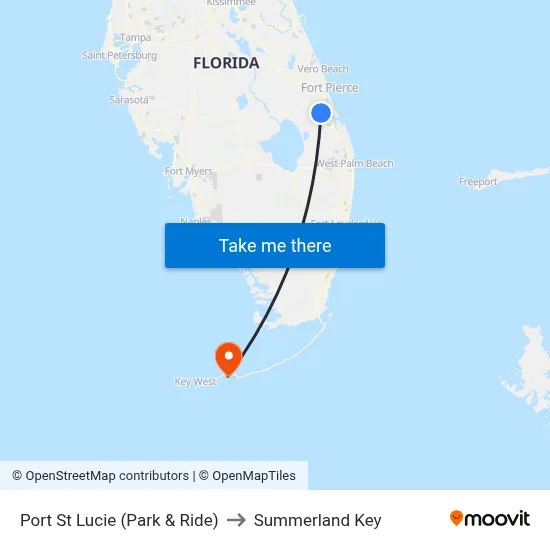 Port St Lucie (Park & Ride) to Summerland Key map
