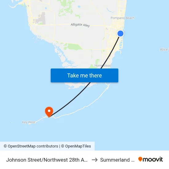 Johnson Street/Northwest 28th Avenue to Summerland Key map