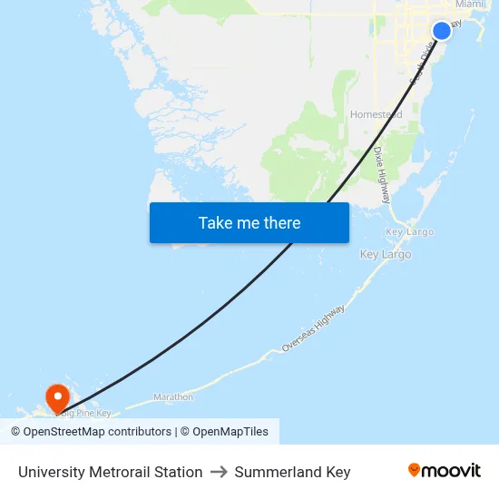 University Metrorail Station to Summerland Key map
