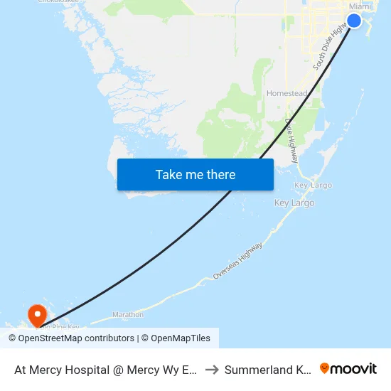 At Mercy Hospital @ Mercy Wy Exit to Summerland Key map