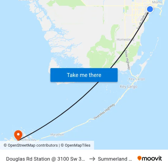 Douglas Rd Station @ 3100 Sw 37 Av to Summerland Key map