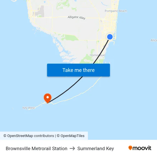 Brownsville Metrorail Station to Summerland Key map