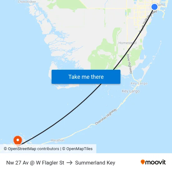 Nw 27 Av @ W Flagler St to Summerland Key map