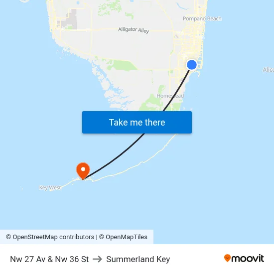 Nw 27 Av & Nw 36 St to Summerland Key map