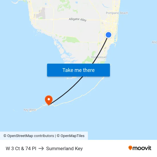 W 3 Ct & 74 Pl to Summerland Key map