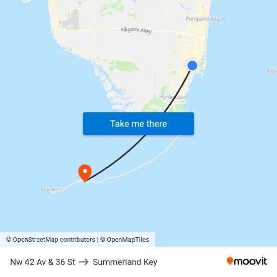 Nw 42 Av & 36 St to Summerland Key map