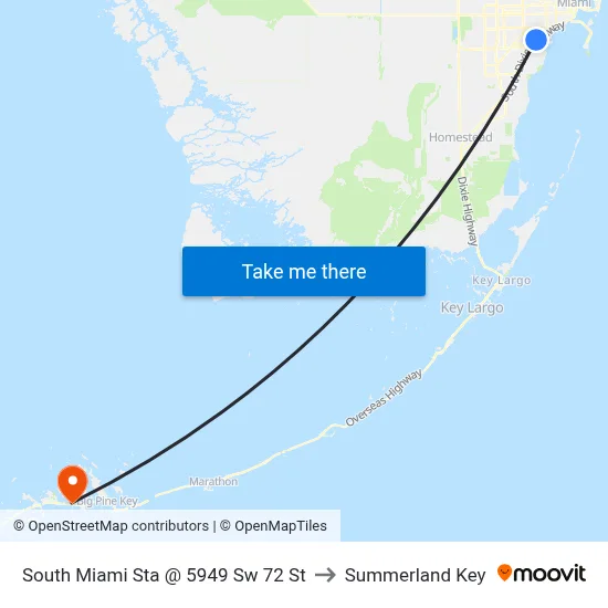 South Miami Sta @ 5949 Sw 72 St to Summerland Key map