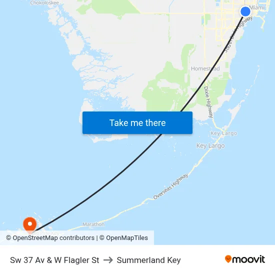 Sw 37 Av & W Flagler St to Summerland Key map