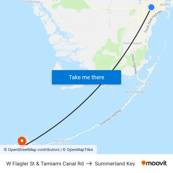 W Flagler St & Tamiami Canal Rd to Summerland Key map