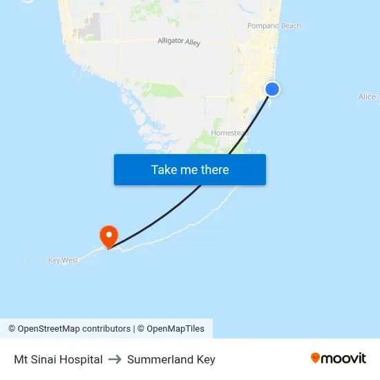 Mt Sinai Hospital to Summerland Key map