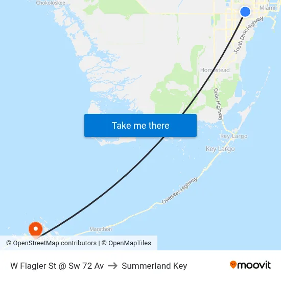 W Flagler St @ Sw 72 Av to Summerland Key map