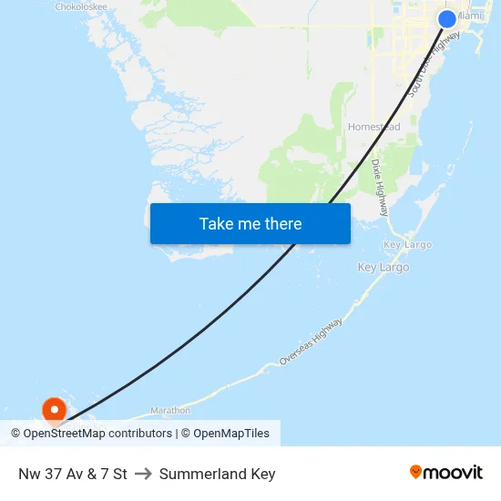 Nw 37 Av & 7 St to Summerland Key map