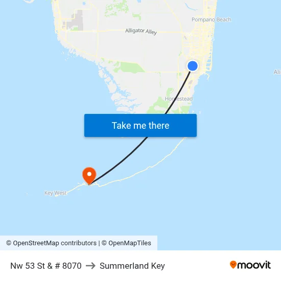 Nw 53 St & # 8070 to Summerland Key map